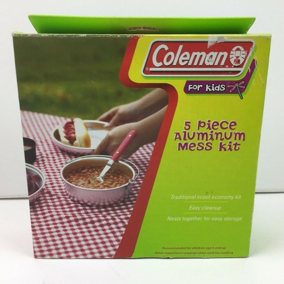 Coleman 5 Piece Aluminum Camping Outdoors Mess Kit For Kids